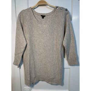 Ann Taylor Scoop Neck Sweater / Oatmeal Super Soft Lambswool Blend / Size M
